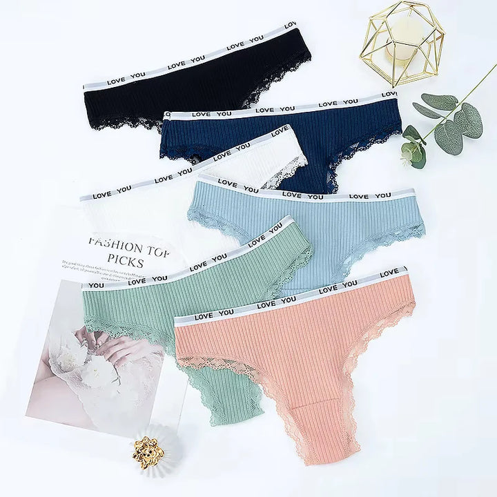 3Pcs/Lot Lace Thong Women's Tanga Low Waist Sexy Lingeries Cotton Panties Laides T Back Pants Girl's Underpants Underwear