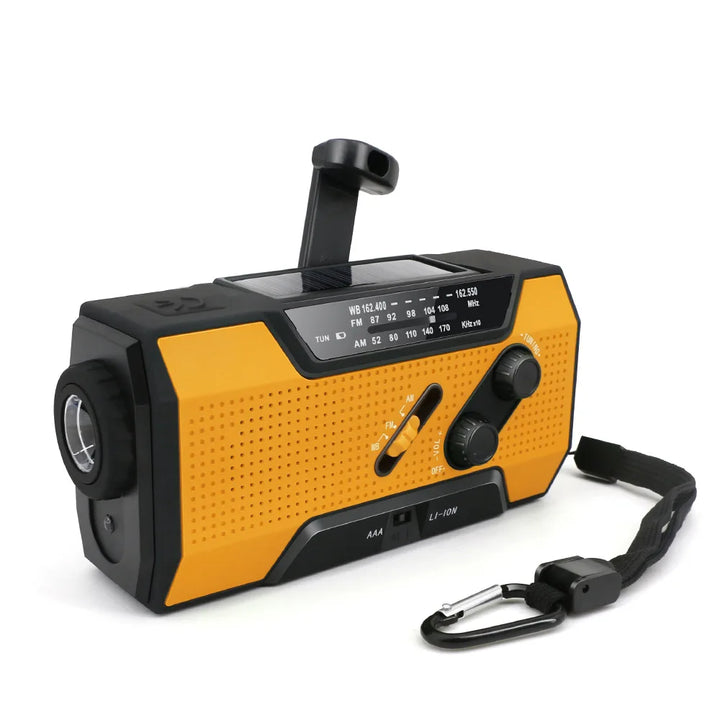 Radio Emergency Weather Radio NOAA/AM/FM with 2000mAh Portable Power Bank USB/Solar/Hand Crank Charging, Battery Operated, SOS Alarm