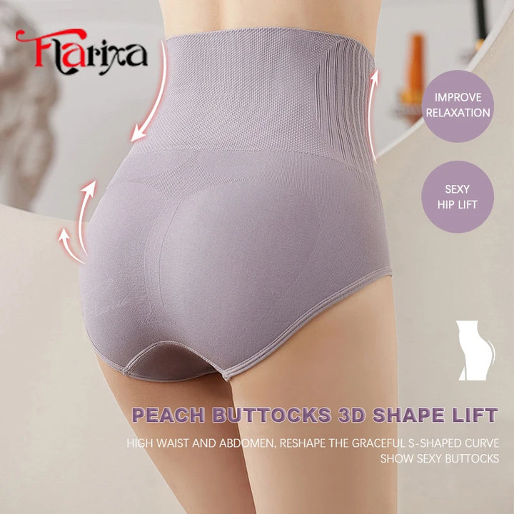 Flarixa High Waist Seamless Shaping Briefs Slimming Panties Women Faja Postpartum Abdominal Pants Body Shaper Underwear Slimmer