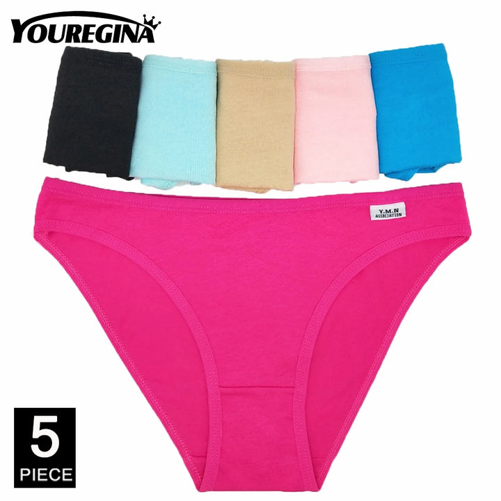 Cotton Panties for Woman Sexy Lace Underwear Briefs Set Lingerie Girls Ladies Bikini Underpants Striped Print knickers 5 Pcs/lot