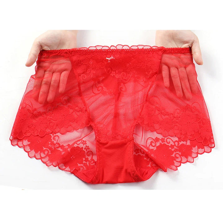 Large Size High Waist Panties Women Underwear Sexy Lace Transparent Briefs Big Pantie Female Underpants Plus Size Lingerie L-4XL