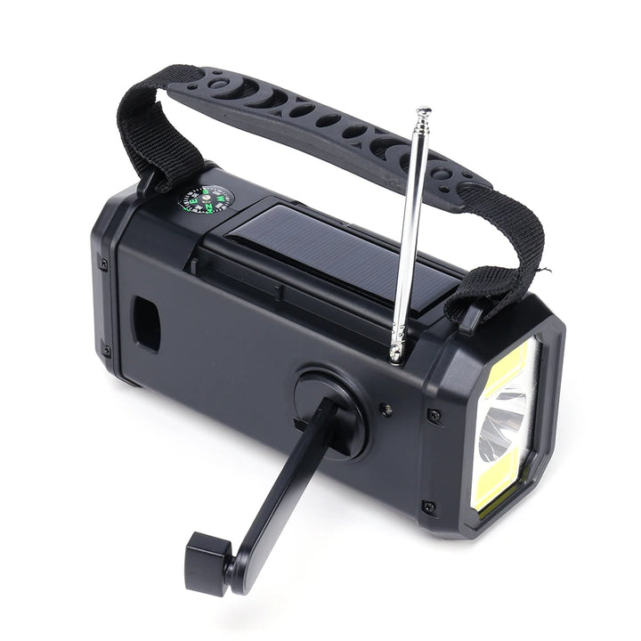 radio Solar Powered AM FM Weather Radio SOS Alarm Type-C Charging Emergency Weather Radio with LED Flashlight Reading Lamp for Camping