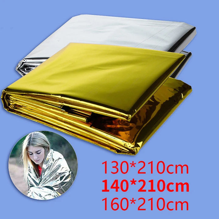Cobertor Emergency Blanket Outdoor Survive First Aid Rescue Kit Windproof Waterproof Foil Thermal Blanket for Camping Hiking