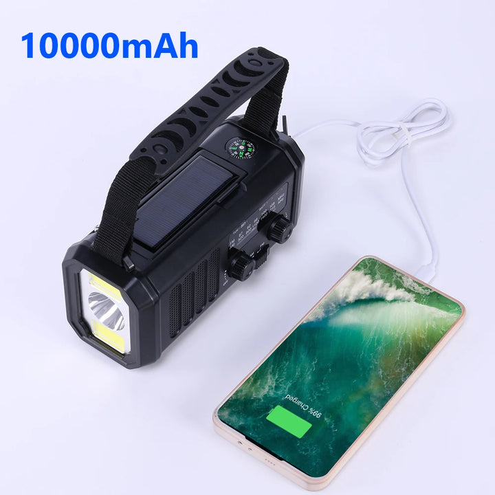 radio Solar Powered AM FM Weather Radio SOS Alarm Type-C Charging Emergency Weather Radio with LED Flashlight Reading Lamp for Camping