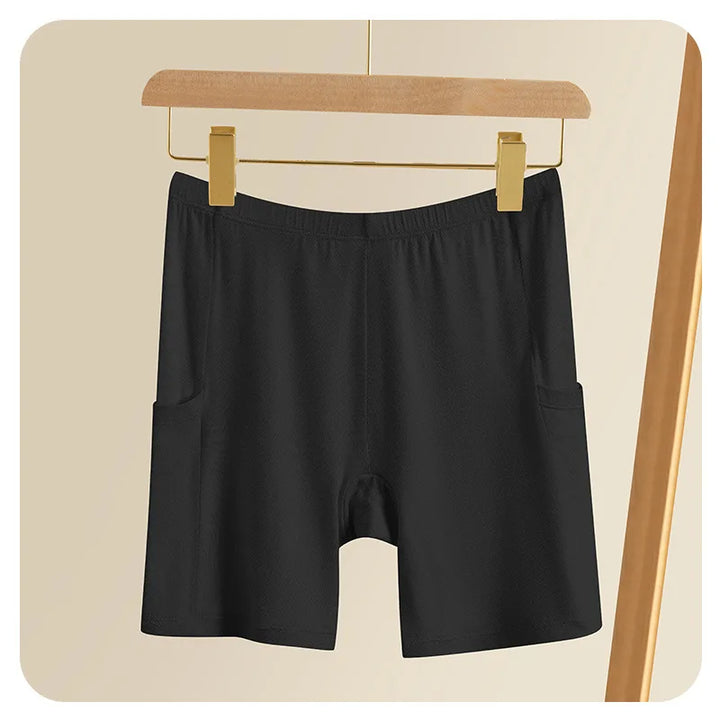 2pcs Women's Safety Pants Underwear Ice Silk High Waist Shorts Panties For Women Plus Size No Trace Leggings With pockets