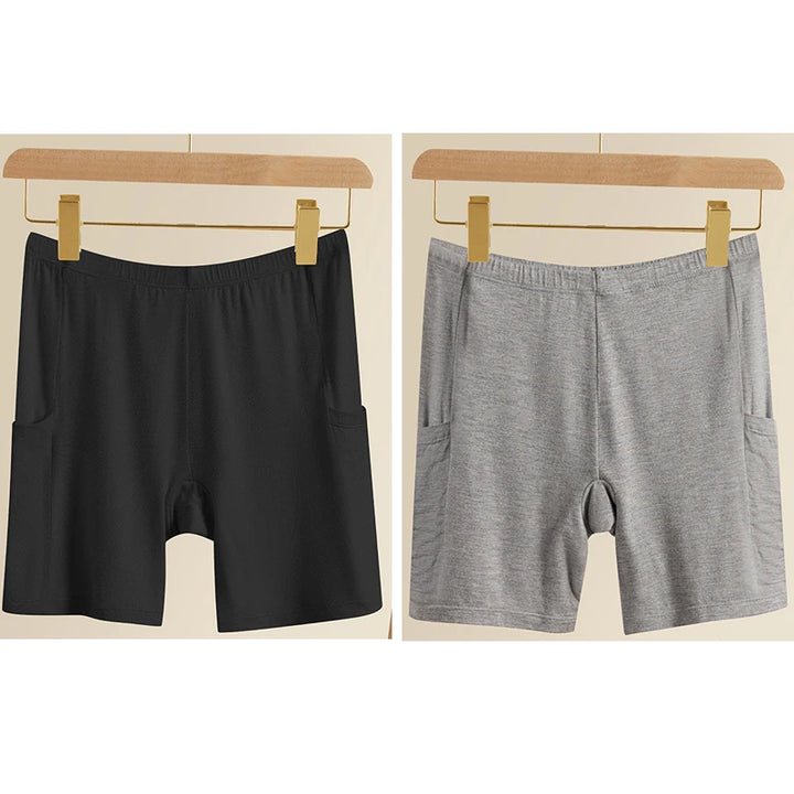 2pcs Women's Safety Pants Underwear Ice Silk High Waist Shorts Panties For Women Plus Size No Trace Leggings With pockets