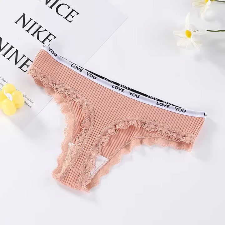 3Pcs/Lot Lace Thong Women's Tanga Low Waist Sexy Lingeries Cotton Panties Laides T Back Pants Girl's Underpants Underwear