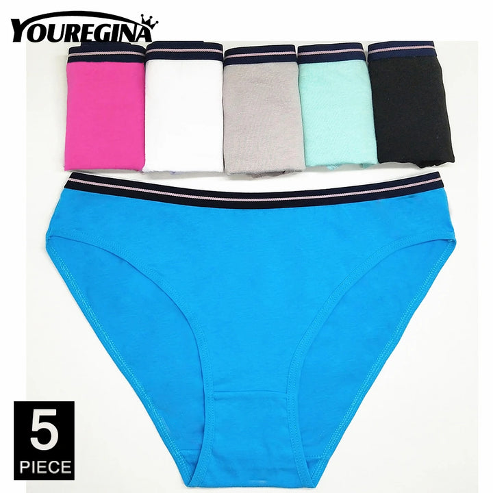 Cotton Panties for Woman Sexy Lace Underwear Briefs Set Lingerie Girls Ladies Bikini Underpants Striped Print knickers 5 Pcs/lot