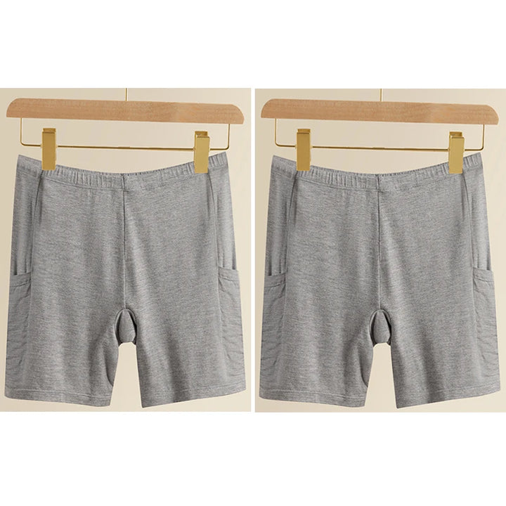 2pcs Women's Safety Pants Underwear Ice Silk High Waist Shorts Panties For Women Plus Size No Trace Leggings With pockets