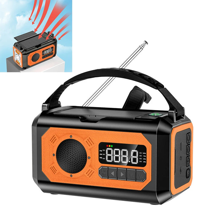 radio H17 12000mAh AM/FM Weather Radio Solar Hand Crank Portable Emergency Radio LED Flashlight Reading Lamp SOS Alarm for Survival