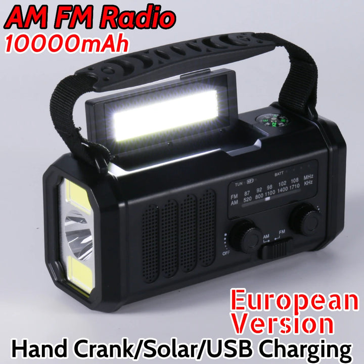 radio Solar Powered AM FM Weather Radio SOS Alarm Type-C Charging Emergency Weather Radio with LED Flashlight Reading Lamp for Camping