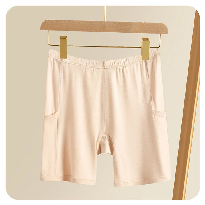 2pcs Women's Safety Pants Underwear Ice Silk High Waist Shorts Panties For Women Plus Size No Trace Leggings With pockets
