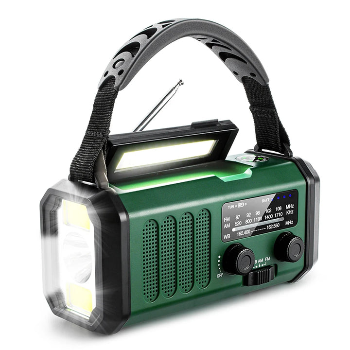 radio Solar Powered AM FM Weather Radio SOS Alarm Type-C Charging Emergency Weather Radio with LED Flashlight Reading Lamp for Camping