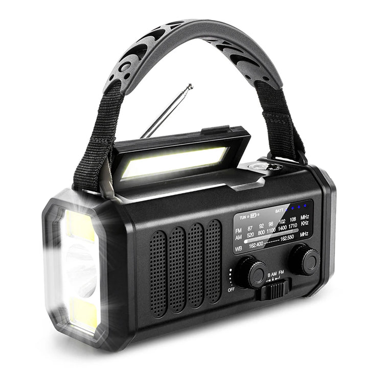 radio Solar Powered AM FM Weather Radio SOS Alarm Type-C Charging Emergency Weather Radio with LED Flashlight Reading Lamp for Camping