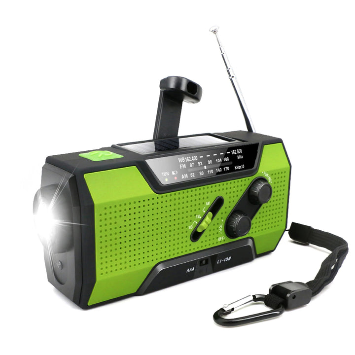 Radio Emergency Weather Radio NOAA/AM/FM with 2000mAh Portable Power Bank USB/Solar/Hand Crank Charging, Battery Operated, SOS Alarm