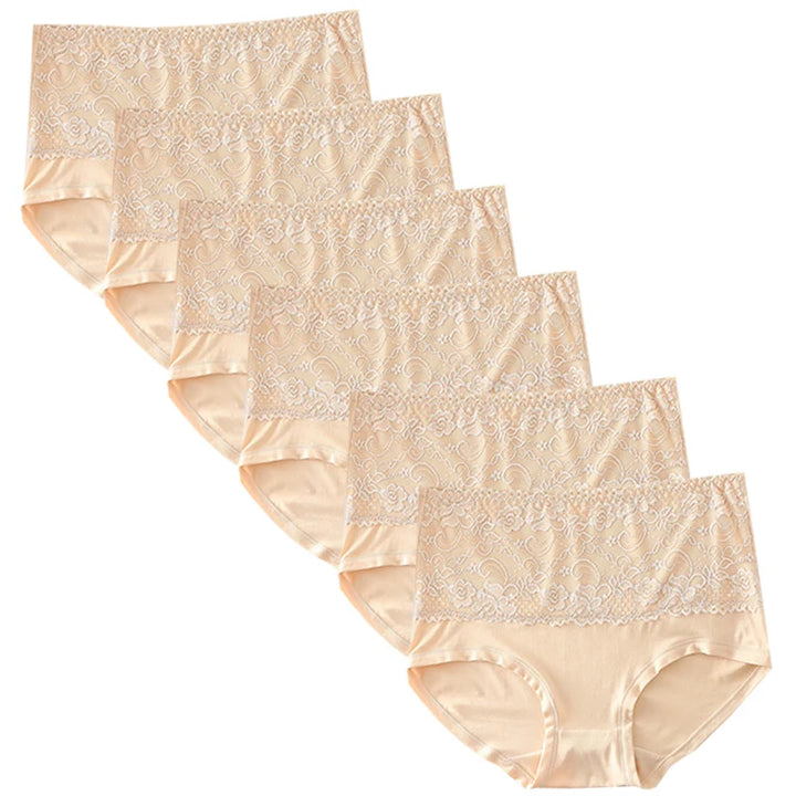 6pcs Women's Panties High Waist Underwear Large Size Fashion Girls Briefs Plus Size Breathable Lace Panty Female Lingerie