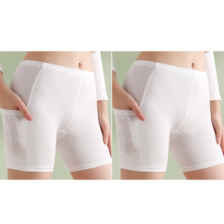 2pcs Women's Safety Pants Underwear Ice Silk High Waist Shorts Panties For Women Plus Size No Trace Leggings With pockets